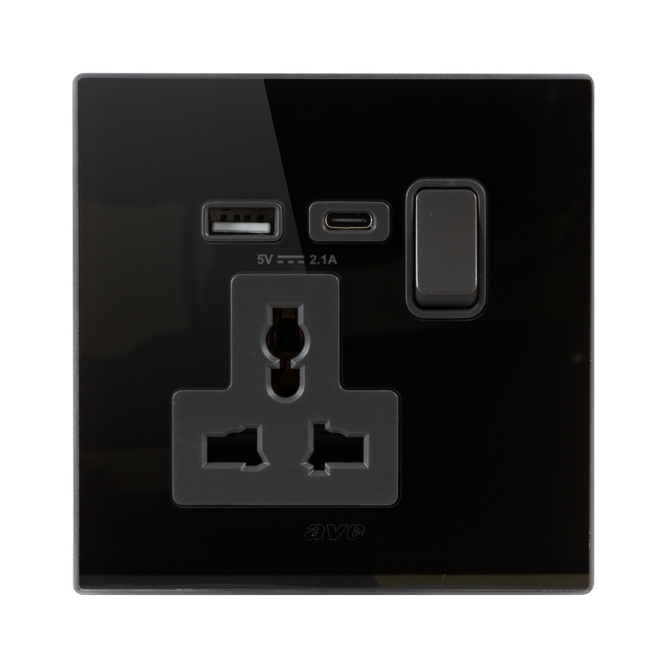 AVE - presa 13a mtd+int.13a1p usb ac nera v.n. BS1059TSACNAL