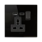 AVE - presa 13a mtd+int.13a1p usb ac nera v.n. BS1059TSACNAL