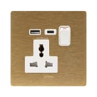 AVE - presa 13a mstd+inter. 1p+usb ac oro con interruttore singolo e porta usb integrata per una connessione elettrica efficiente e versatile in un design elegante e moderno BS1059TSACORO