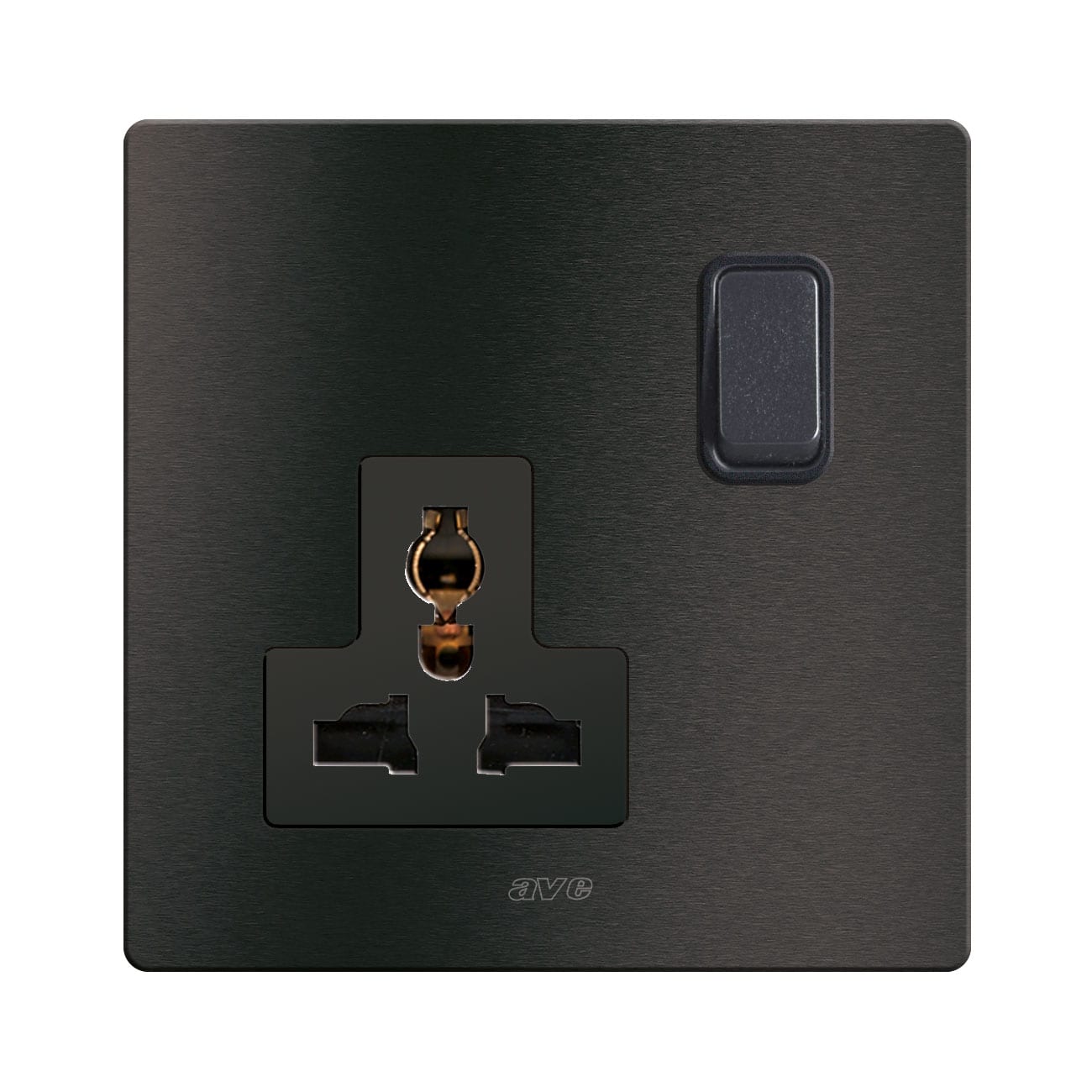 AVE - SINGOLA PRESA MULTISTANDARD. PLACCA IN ALLUMINIO COLORE ANTRACITE. 2P+T 13A 250V  FINITURA SPAZZOLATA  2 MOD. BS1059TSANS