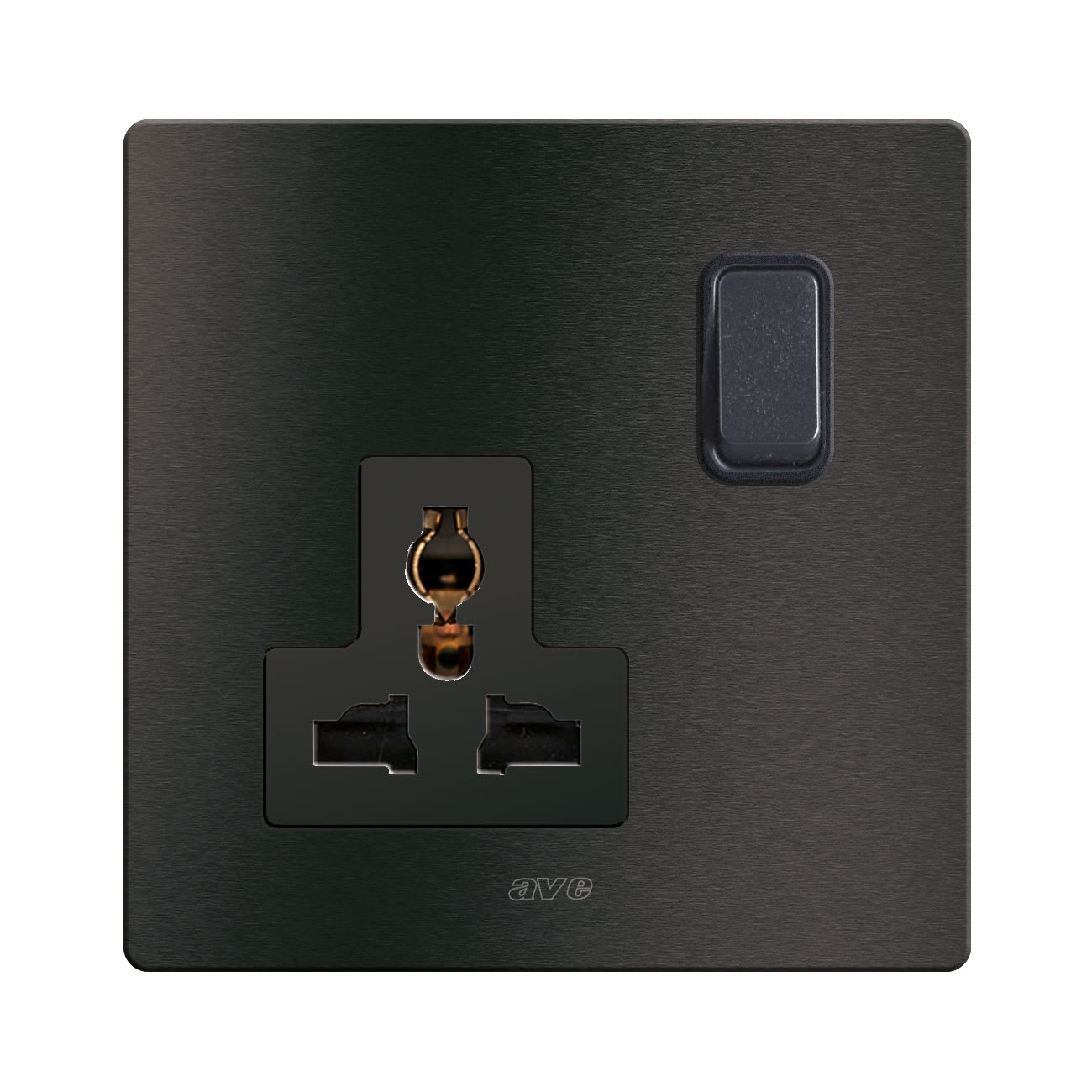 AVE - SINGOLA PRESA MULTISTANDARD. PLACCA IN ALLUMINIO COLORE ANTRACITE. 2P+T 13A 250V FINITURA SPAZZOLATA 2 MOD. BS1059TSANS