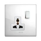 AVE - SINGOLA PRESA MULTISTANDARD. PLACCA IN VETRO COLORE BIANCO. 2P+T 13A 250V  FINITURA LUCIDA  2 MOD. BS1059TSBL