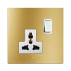 AVE - SINGOLA PRESA MULTISTANDARD. PLACCA IN ALLUMINIO COLORE ORO. 2P+T 13A 250V  FINITURA SPAZZOLATA  2 MOD. BS1059TSORO