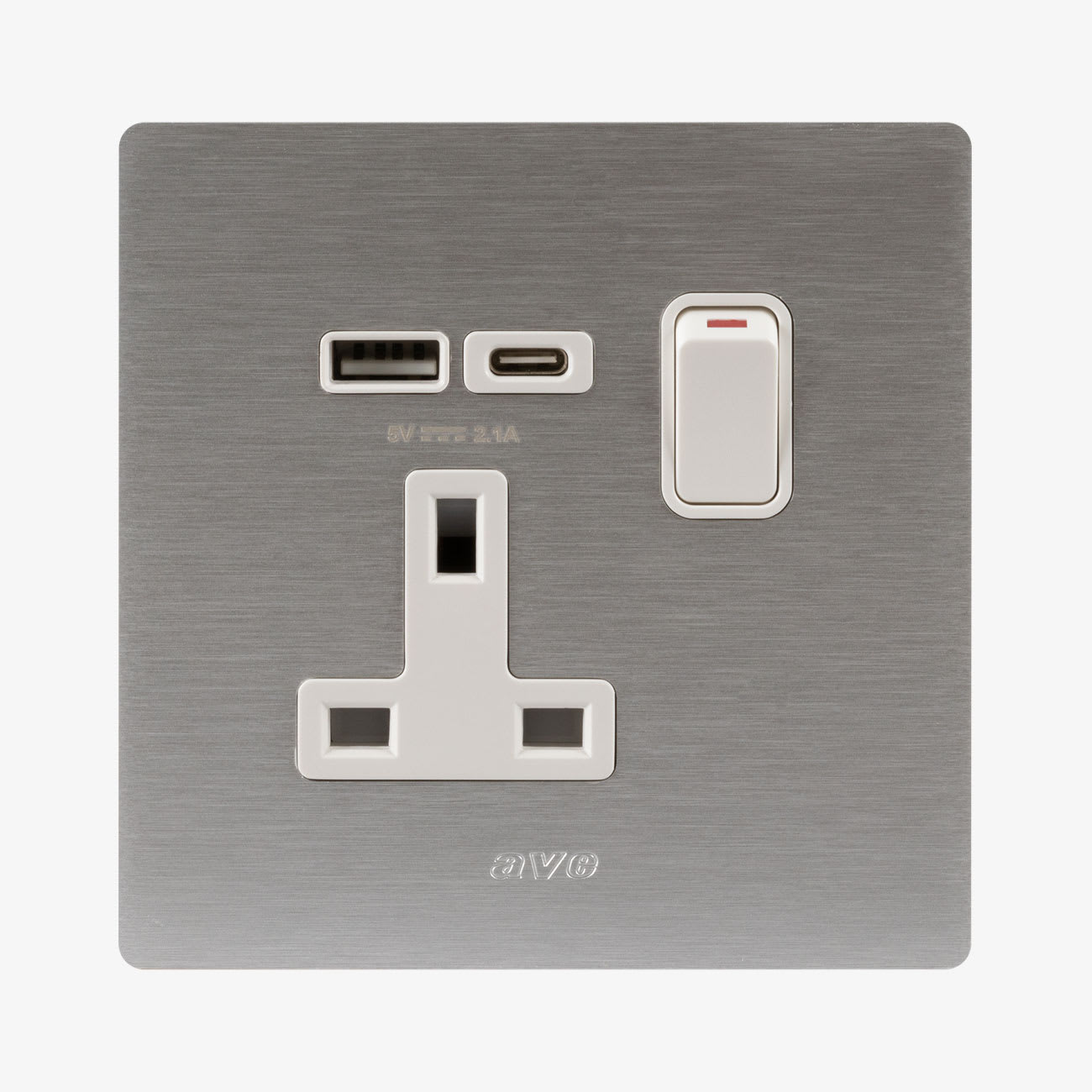 AVE - presa 13a interruttore 2p alluminio naturale usb ac compatta e versatile per connessioni rapide e sicure in ambienti domestici e professionali BS10972PACALS