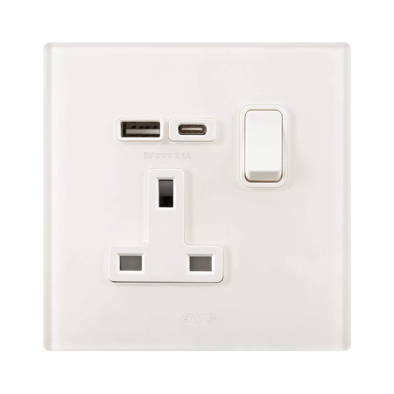 AVE - presa 13a interruttore 2p vt bianco usb ac versatile e compatta per ogni esigenza di connessione e alimentazione in ambienti domestici e professionali BS10972PACBL