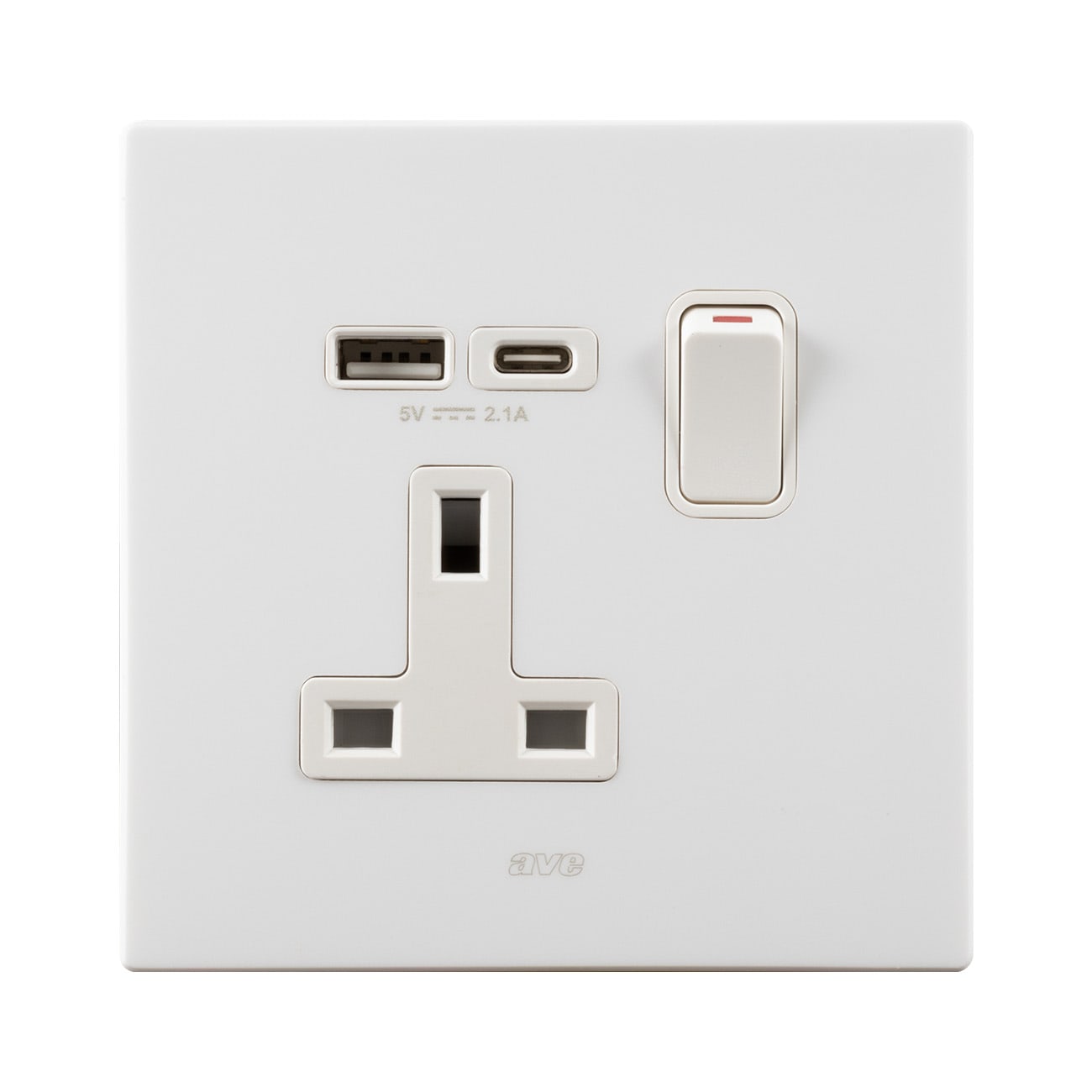 AVE - presa 13a interruttore 2p corian b usb ac con funzionalità avanzate e design compatto BS10972PACCNB