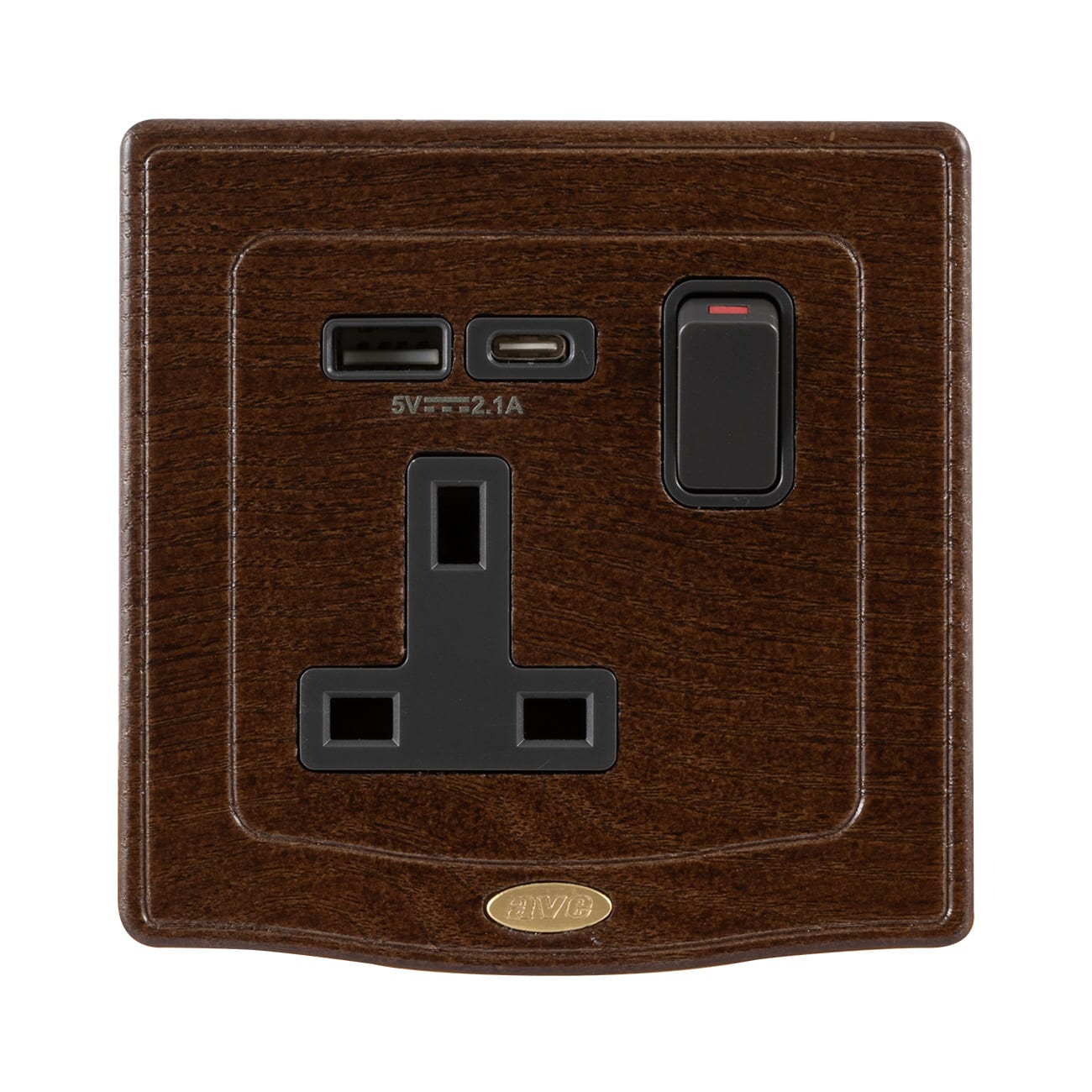 AVE - presa 13a interruttore 2p legno usb ac cavo 2m BS10972PACNOC