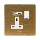 AVE - presa 13a interruttore 2p oro 2m usb ac compatta e versatile per connessioni sicure e affidabili in ambienti domestici e professionali BS10972PACORO