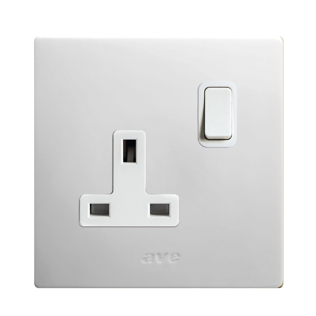 AVE - Singola presa std inglese. placca in CORIAN colore bianco.  2P+T 13A 250V  finitura opaca  2 Mod. BS10972PCNB
