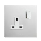 AVE - Singola presa std inglese. placca in CORIAN colore bianco. 2P+T 13A 250V finitura opaca 2 Mod. BS10972PCNB