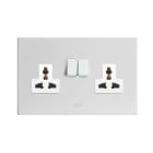 AVE - DOPPIA PRESA MULTISTANDARD. PLACCA IN CORIAN COLORE BIANCO. 2P T 13A 250V FINITURA OPACA 4 MOD. BS2059TSCNB