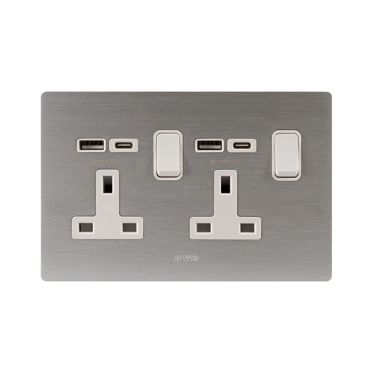 AVE - 2 prese 13a interruttore 2p alluminio naturale usb ac, compatto e versatile per ogni esigenza elettrica. BS20972PACALS