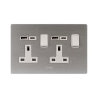 AVE - 2 prese 13a interruttore 2p alluminio naturale usb ac, compatto e versatile per ogni esigenza elettrica. BS20972PACALS