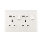 AVE - 2 prese 13a interruttore 2p bianco usb ac compatto e versatile per ogni esigenza. BS20972PACBL