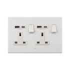 AVE - 2 prese 13a interruttore 2p corian b usb ac compatto e funzionale per ogni esigenza di connessione e controllo energetico. BS20972PACCNB