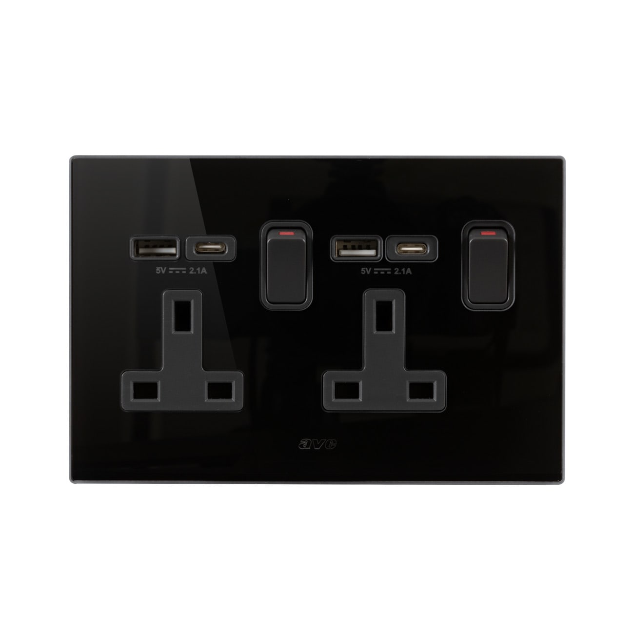 AVE - 2 prese 13a interruttore 2p nero usb ac compatto e versatile per ogni esigenza elettrica. BS20972PACNAL