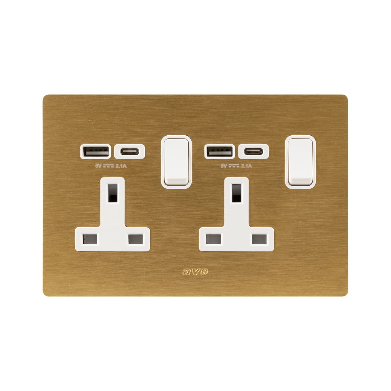 AVE - 2 prese 13a interruttore 2p oro usb ac, compatte e funzionali per ogni esigenza elettrica. BS20972PACORO