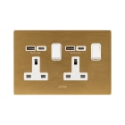 AVE - 2 prese 13a interruttore 2p oro usb ac, compatte e funzionali per ogni esigenza elettrica. BS20972PACORO