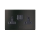 AVE - Doppia presa std inglese. placca in alluminio colore antracite.  2P+T 13A 250V  finitura spazzolata  4 Mod. BS20972PANS