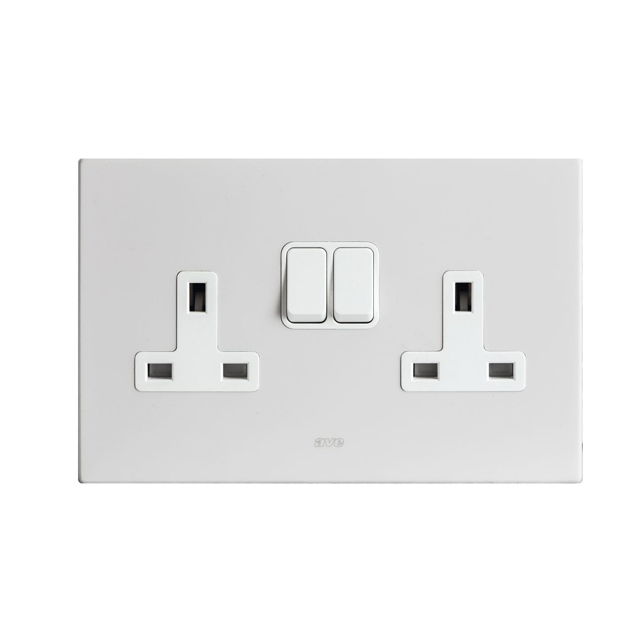 AVE - Doppia presa std inglese. placca in CORIAN colore bianco.  2P+T 13A 250V  finitura opaca  4 Mod. BS20972PCNB