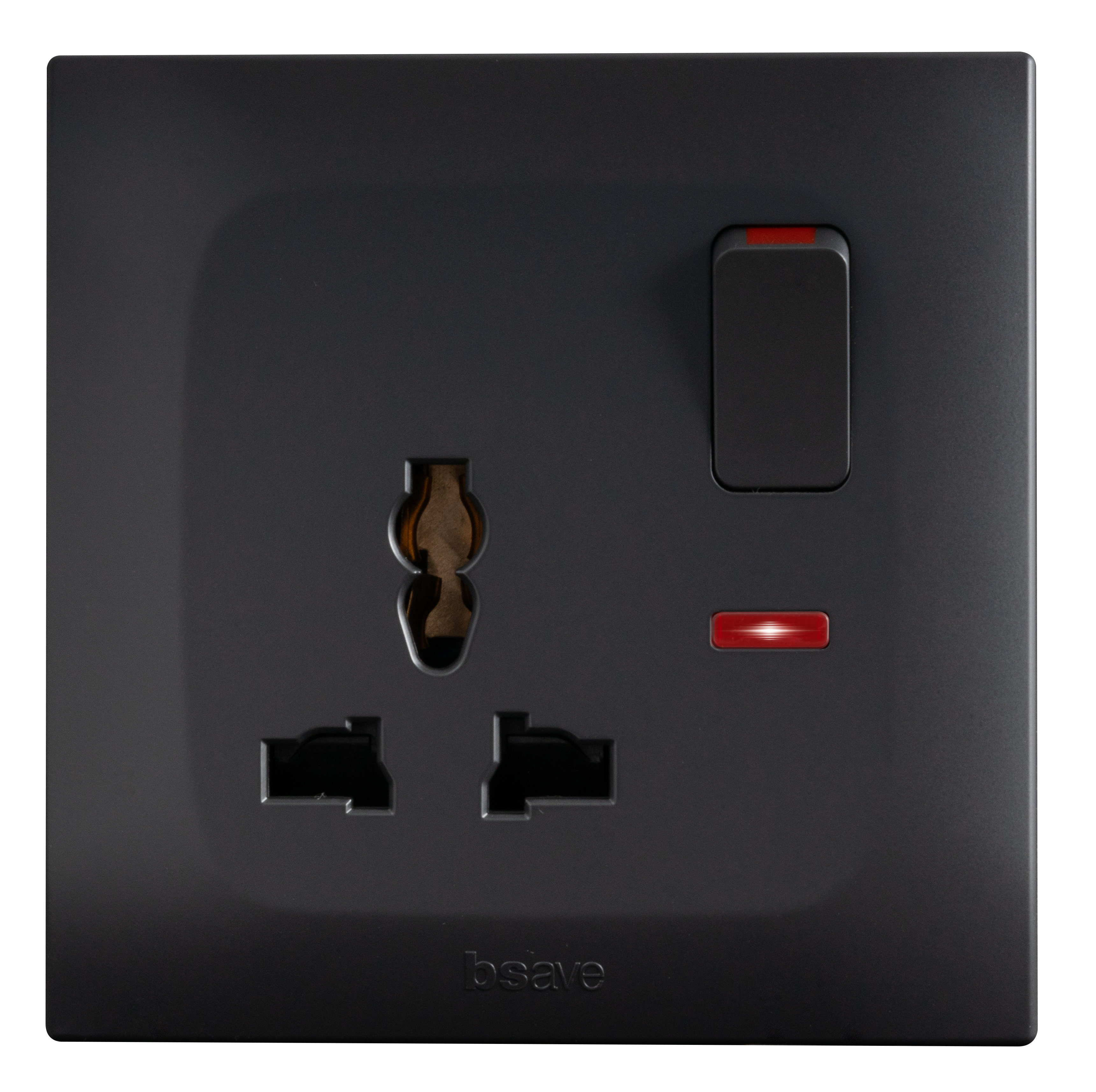 AVE - presa mstd inter neon 13a 1p2m grigio con interruttore e neon integrato per uso domestico e commerciale BSG11059/TSN