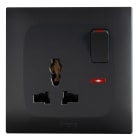 AVE - presa mstd inter neon 13a 1p2m grigio con interruttore e neon integrato per uso domestico e commerciale BSG11059/TSN