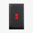 AVE - interruttore bipolare 45a con neon 146mm 4 moduli grigio, ideale per impianti elettrici affidabili e sicuri, garantisce un controllo efficiente e visibilità immediata dello stato. BSG11064/2