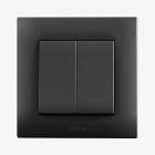 AVE - doppio interruttore 10ax non illuminato 2 moduli grigio compatto e funzionale per installazioni elettriche di qualità BSG21001