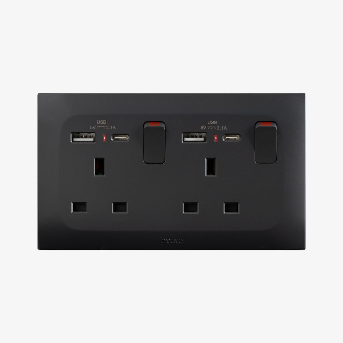 AVE - 2 prese ingresso interruttore usb ac nero 4m compatto e versatile per ogni esigenza. BSG21097/2PNAC