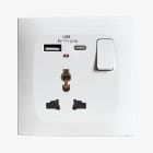 AVE - presa multipla standard internazionale con usb ac bianco 2m per connessioni versatili e sicure in casa o ufficio con design compatto e funzionale BSN11059/TSNAC