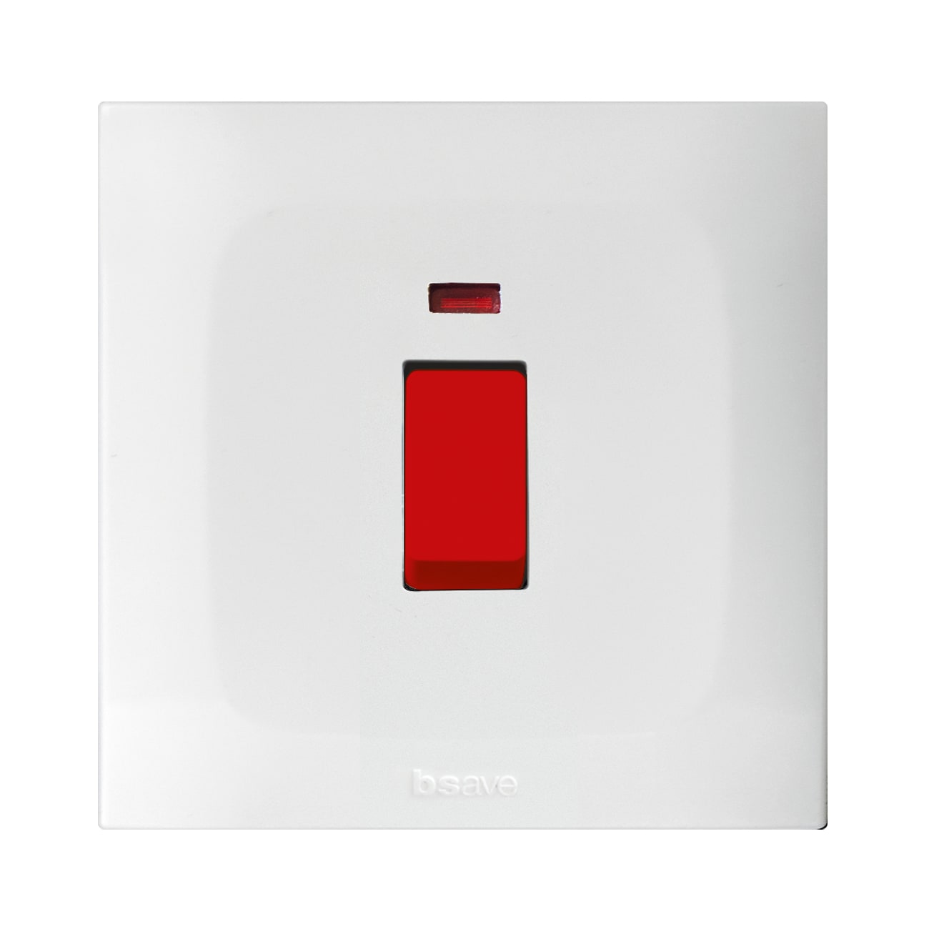 AVE - Interruttore bipolare tasto rosso. colore RAL 9010. 2P 45A segnalazione presenza rete finitura lucida 2 Mod. BSN11064/1