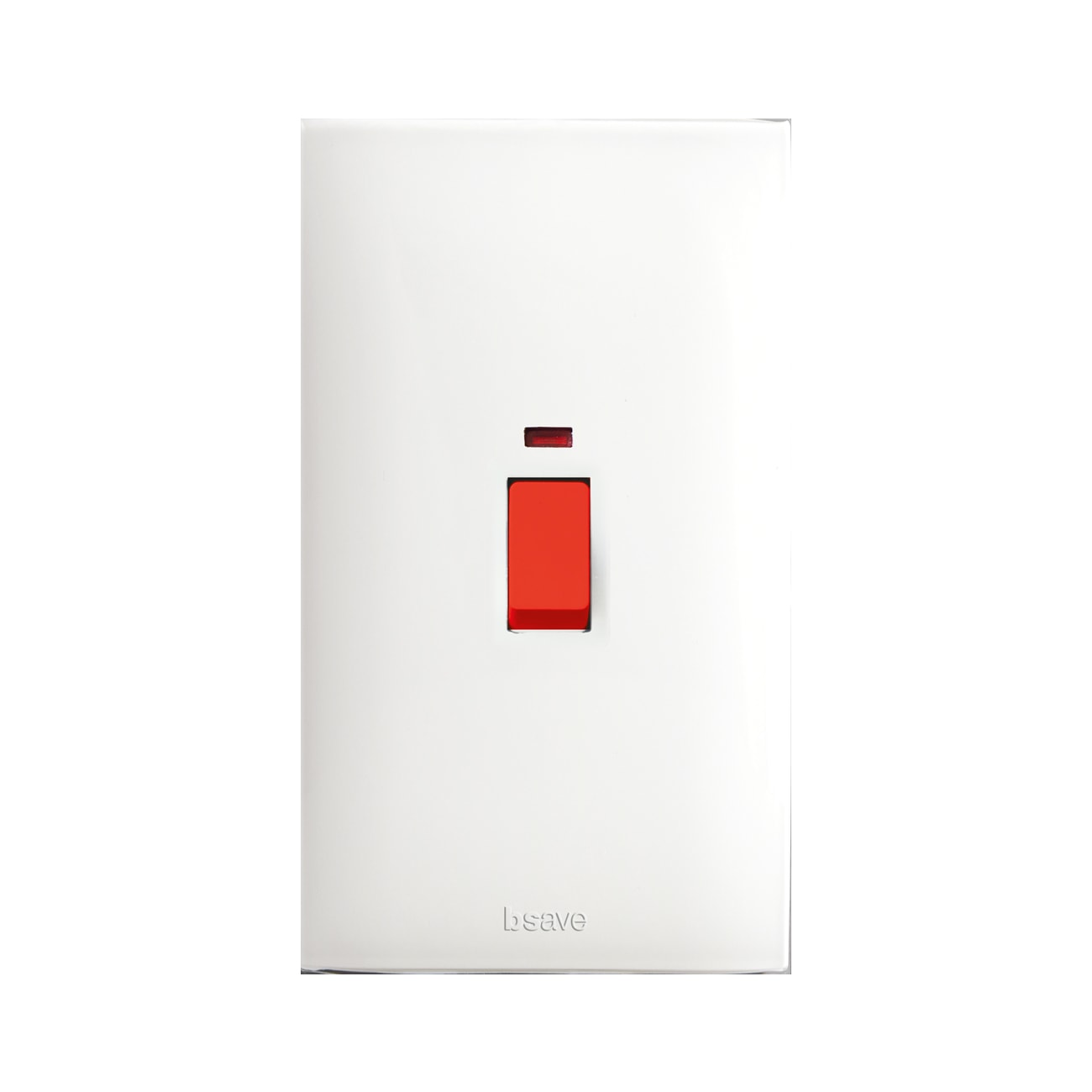 AVE - Interruttore bipolare tasto rosso. colore RAL 9010.  2P 45A segnalazione presenza rete  finitura lucida  4 Mod. BSN11064/2