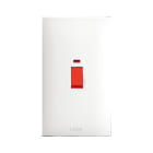 AVE - Interruttore bipolare tasto rosso. colore RAL 9010. 2P 45A segnalazione presenza rete finitura lucida 4 Mod. BSN11064/2