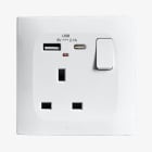 AVE - presa standard ingresso interruttore usb ac bianco 2 metri con funzionalità avanzate e design compatto per un utilizzo versatile e pratico in ogni ambiente BSN11097/2PNAC