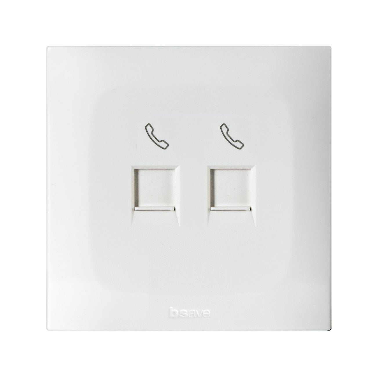 AVE - Doppia presa RJ11 telefonica. colore RAL9010  finitura lucida  2 Mod. BSN21024K