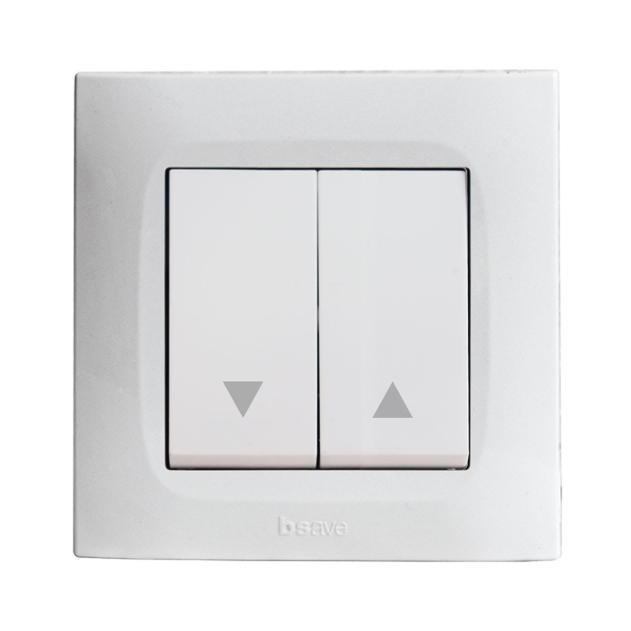 AVE - Commutatore con interblocco e frecce indicazione. colore RAL 9010. 1P 10AX non illuminabile finitura lucida 2 Mod. BSN21051