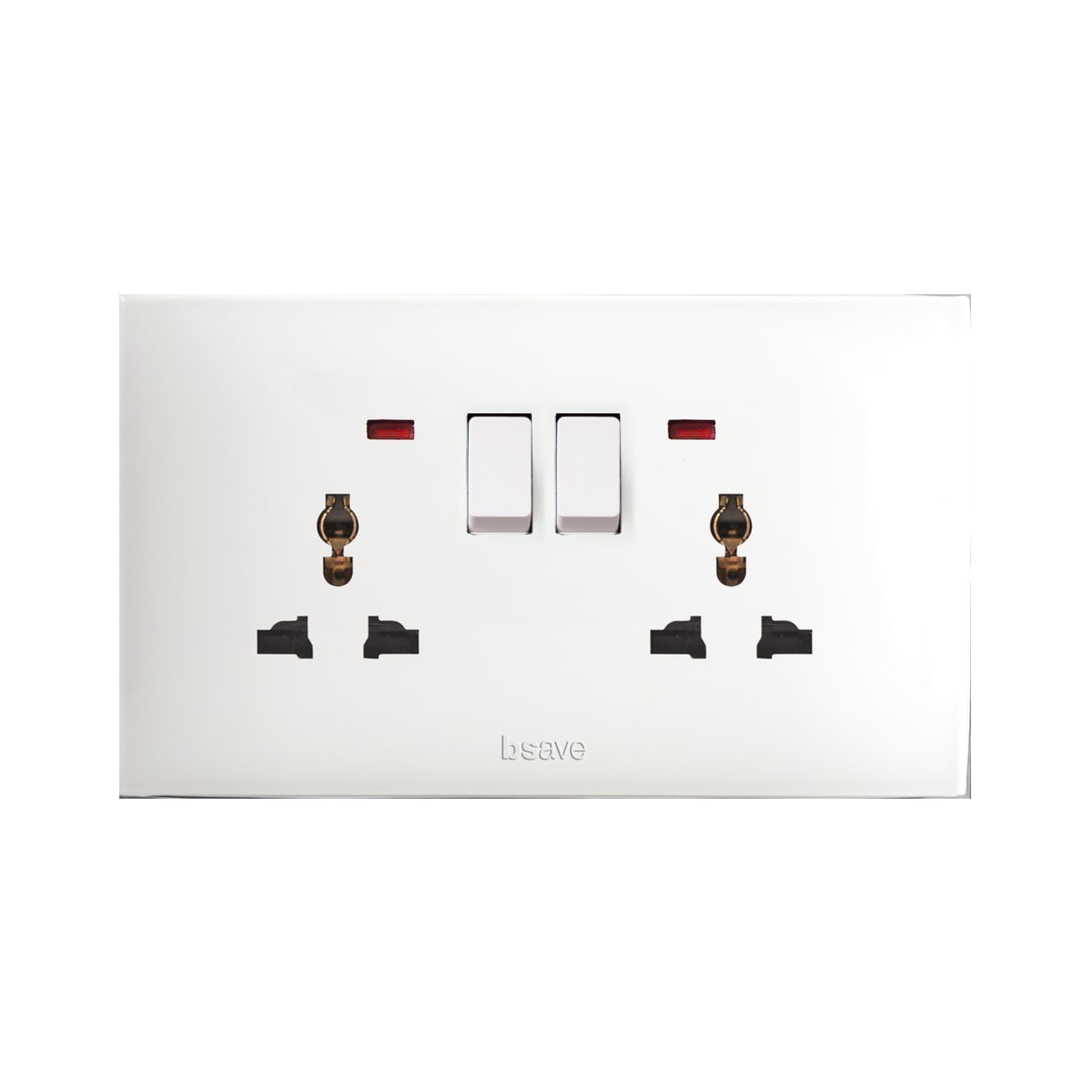 AVE - doppia presa multistandard con interruttore e neutro 10a 1p 4m e 13a 1p 4m BSN21059/TSN