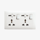 AVE - 2 prese multiple standard con interruttore e usb ac bianco 4m, compatte e funzionali per ogni ambiente. BSN21059/TSNAC