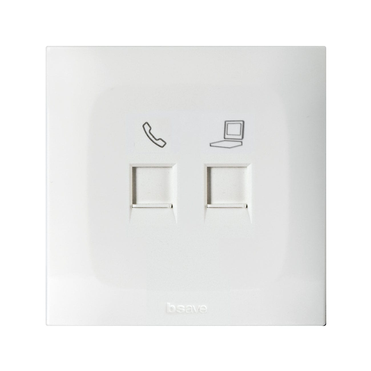 AVE - Presa RJ45 cat.6 e presa RJ11 telefonica. colore RAL9010  finitura lucida  2 Mod. BSN210C6-24K