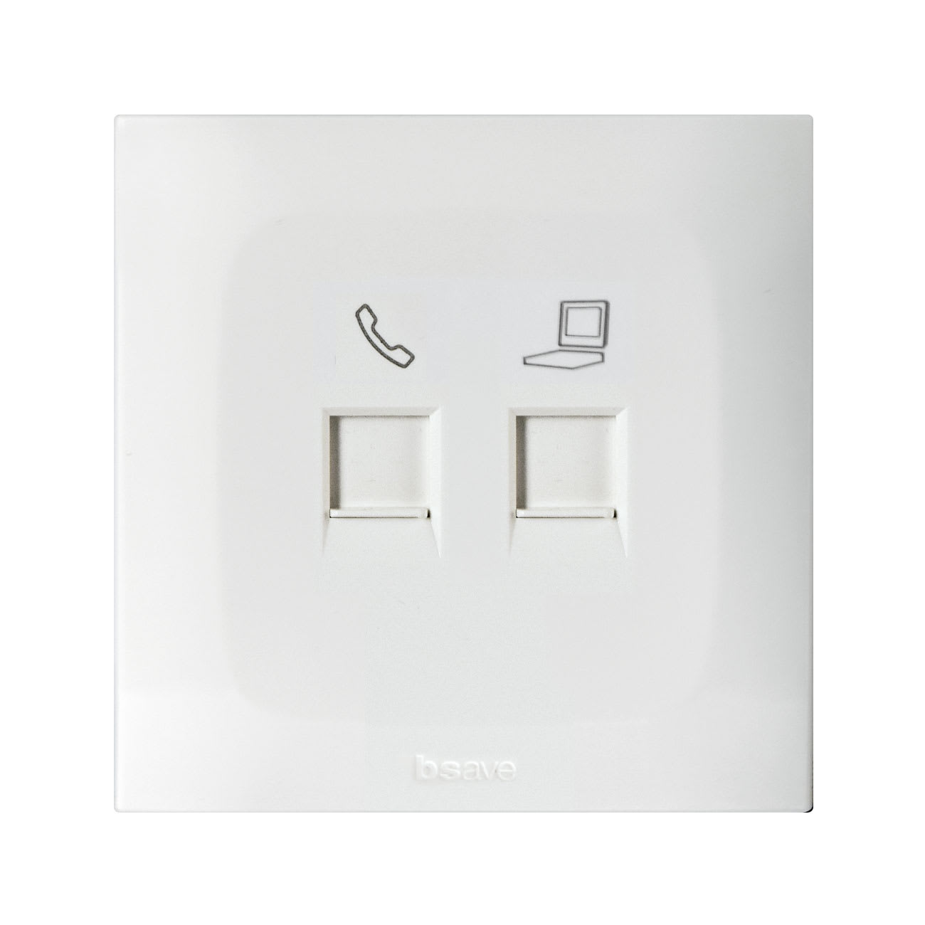 AVE - Presa RJ45 cat.6 e presa RJ11 telefonica. colore RAL9010 finitura lucida 2 Mod. BSN210C6-24K