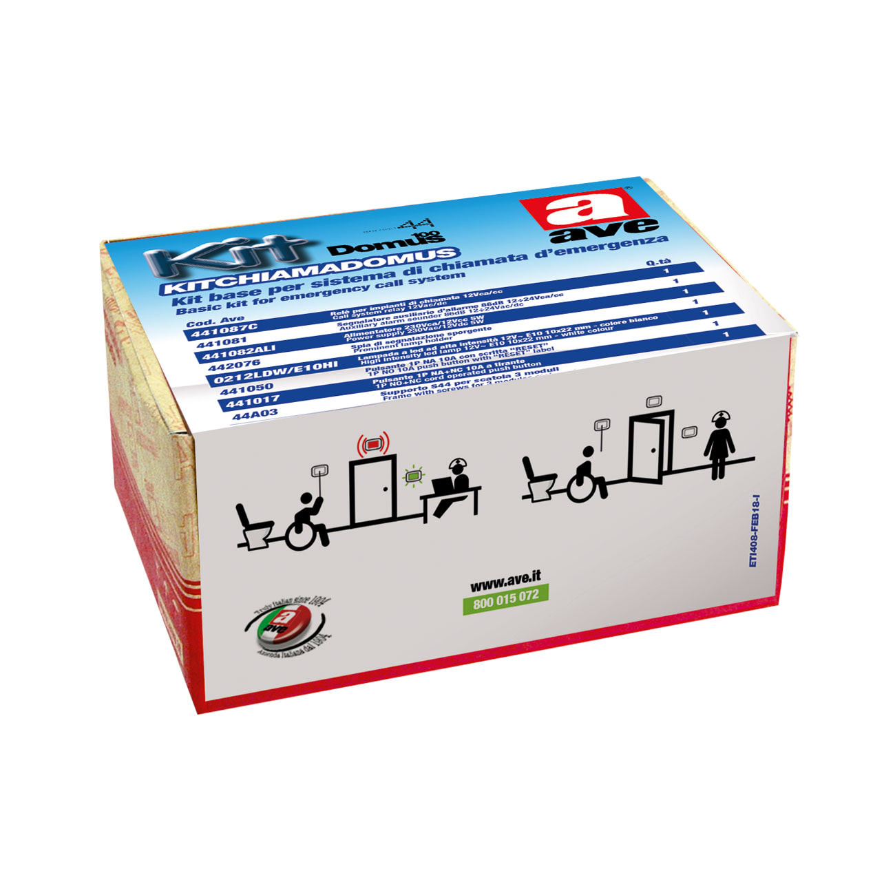 AVE - KIT BASE SISTEMA DI CHIAMATA D'EMERGENZA SERIE DOMUS KITCHIAMADOMUS
