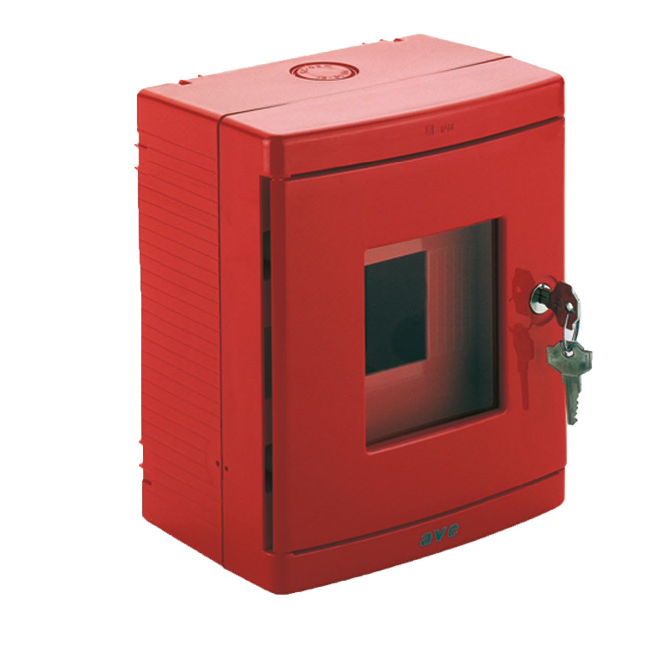 AVE - Centralino rosso IP55 con vetro frangibile e fornito di serratura con chiave metallica 5 moduli DIN Q5505ER