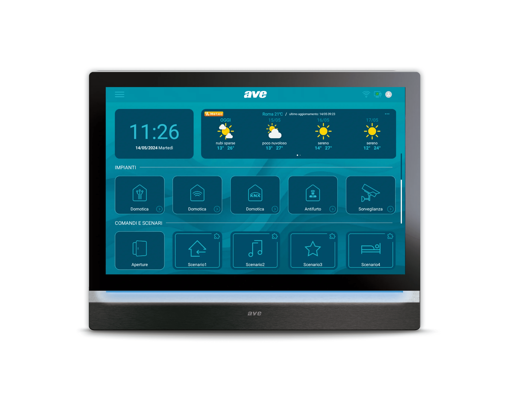 AVE - MONITOR CON DISPLAY TOUCH SCREEN 10 PER SISTEMA V44 SMART. CONNESSIONE LAN + WIFI. COLORE ALLUMINIO NATURALE SPAZZOLATO (ANS)." TS-SMART10ANS