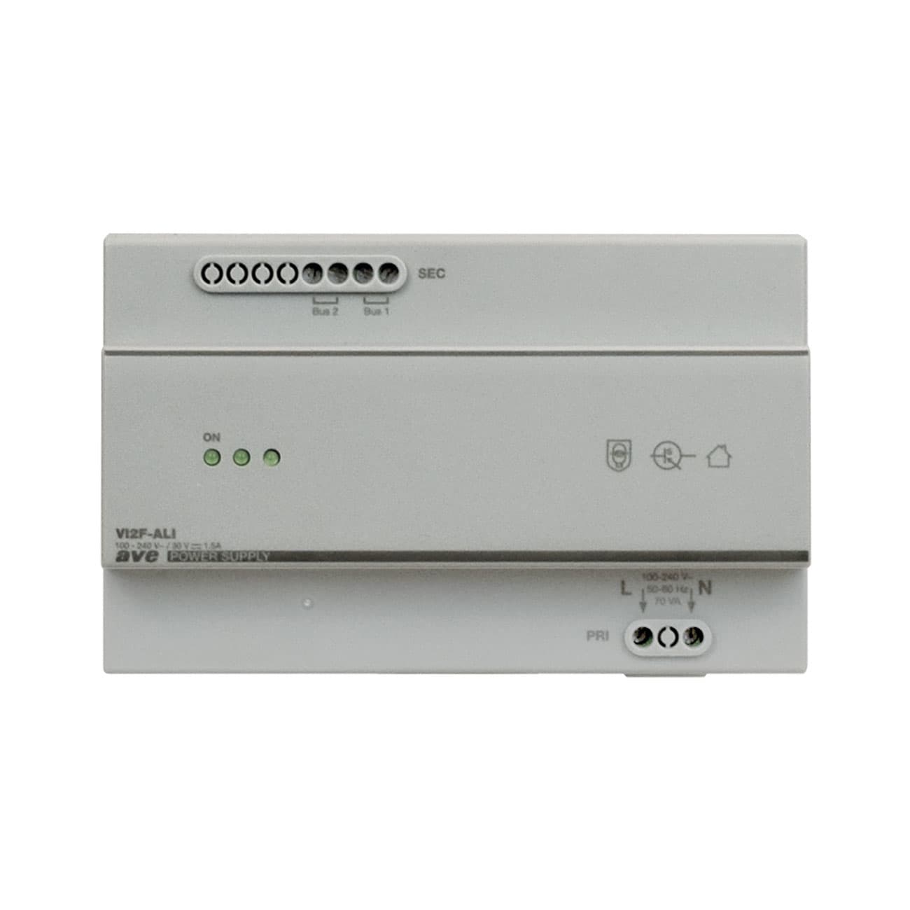 AVE - ALIMENTATORE PER IMPIANTO VIDEOCITOFONICO  30V 1.5A  SISTEMA 2 FILI VI2F-ALI