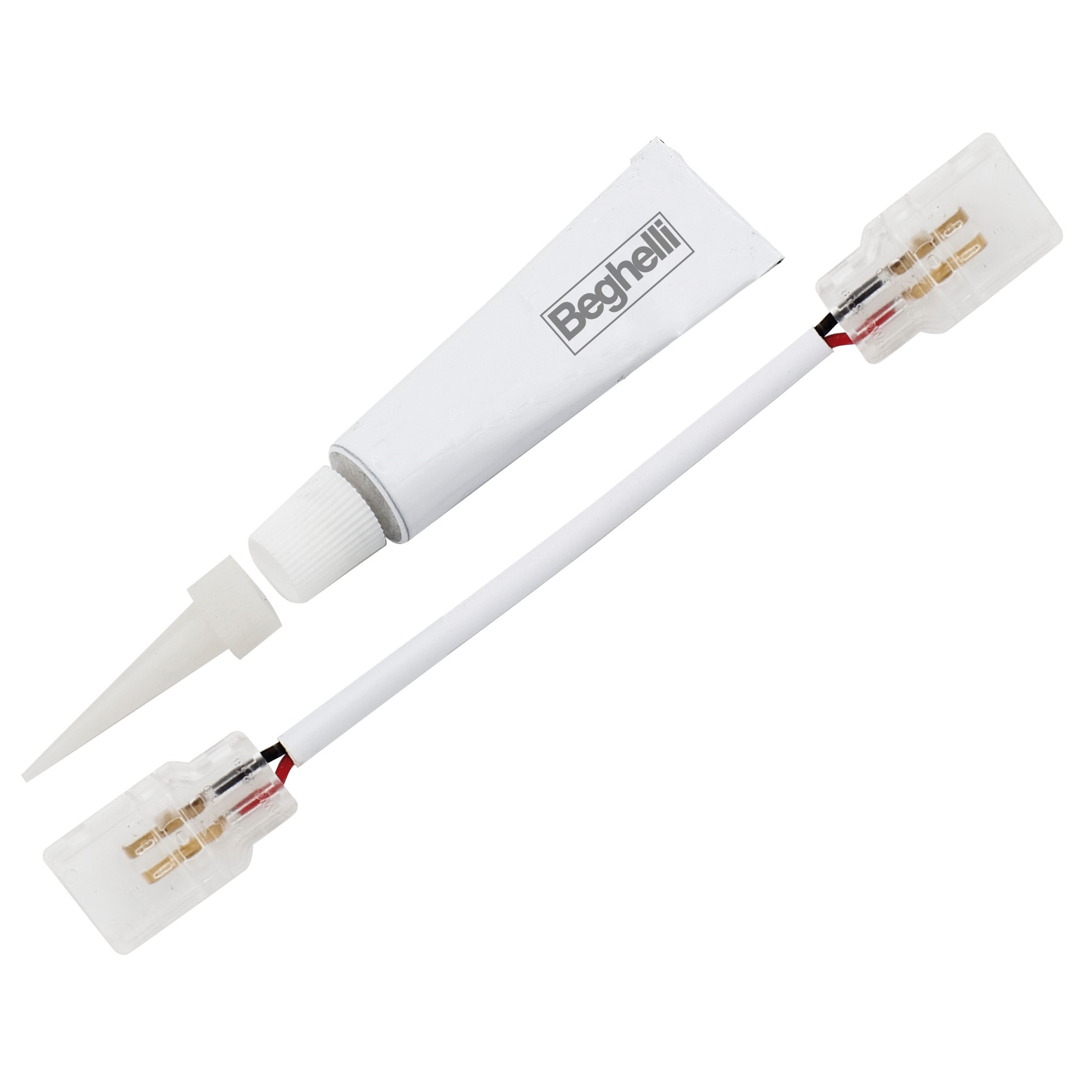BEGHELLI - Kit 2 connettori a filo IP65 strip to strip per StripLED RGB 24V + tubo di sigillante C STRIP TO STRIP FILO IP65 2PZ.