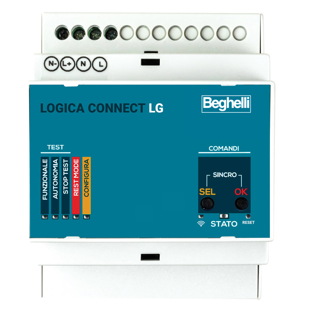 BEGHELLI - Centralina di controllo per apparecchi di emergenza della serie Logica LG con controllo via BUS degli apparecchi e WiFi integrato per la gestione in remoto da Beghelli Cloud. CENTRALE CONNECT LG. 12100C