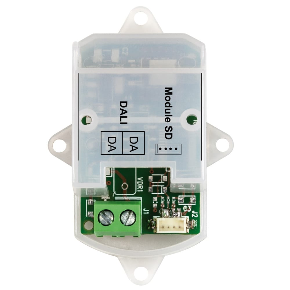 BEGHELLI - Dispositivo collegabile al Driver SD-X per il controllo dali dell'apparecchio con funzione Push to Dimm, per spegnere, accendere e regolare l'intensità luminosa tramite pulsanti collegati.