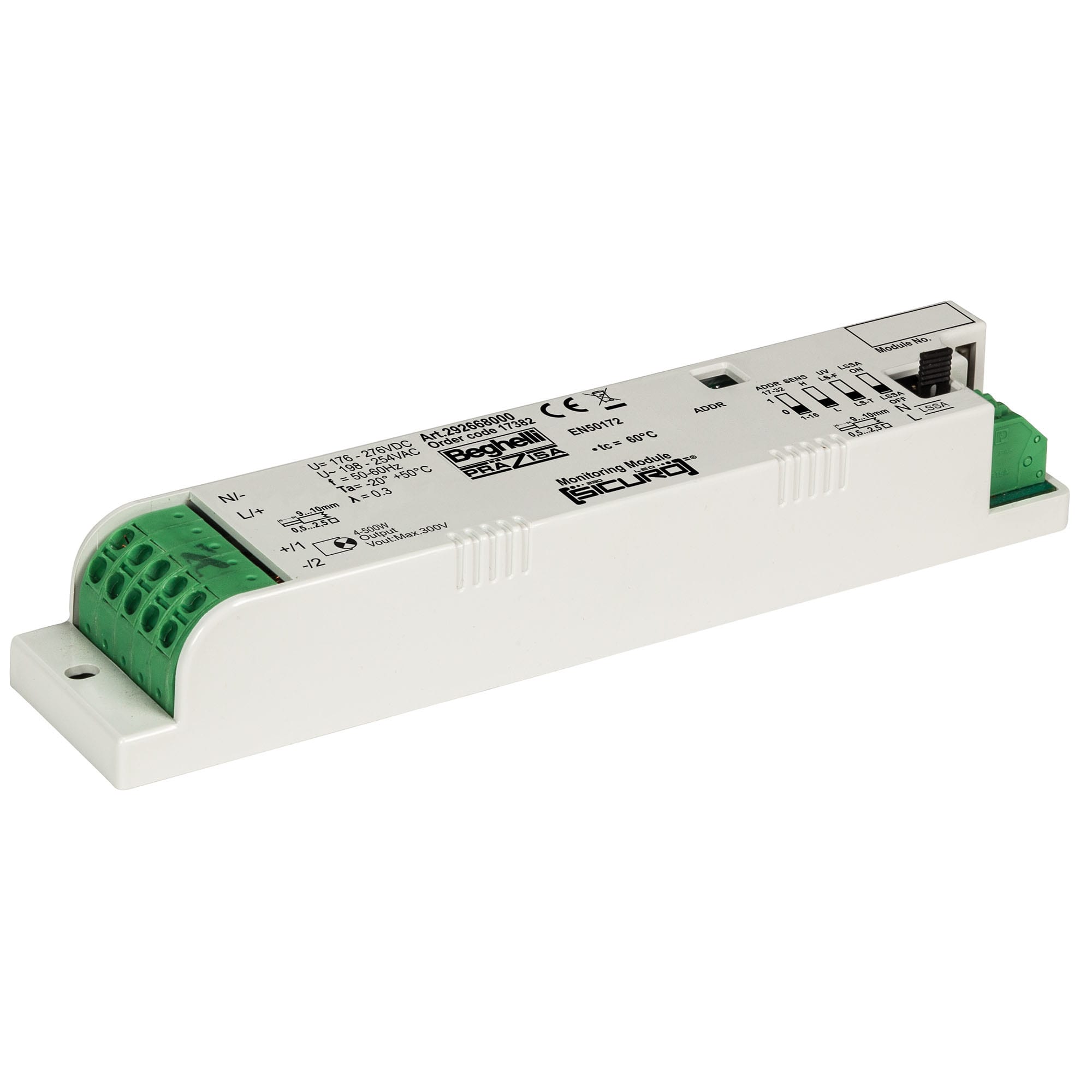 BEGHELLI - Modulo di monitoraggio e comando lampada 2,5-500W, SWITCH sicuro 230V SA/SE.