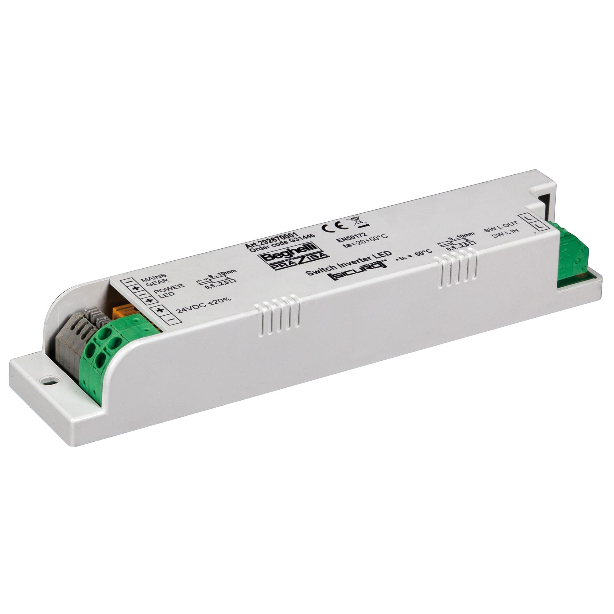 BEGHELLI - Modulo per la gestione di apparecchi per illuminazione e di emergenza con alimentatore elettronico DALI, SWITCH SICURO 230V DALI.