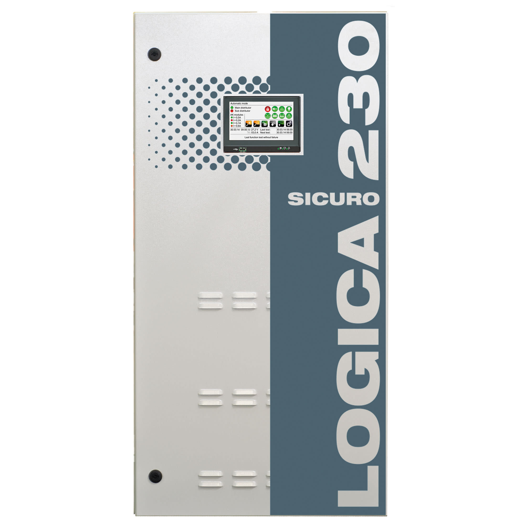 BEGHELLI - Centrale di controllo ST5 Logica 230 con armadio in metallo per contenimento componenti sistema 7.2AH 3P.
